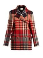 Matchesfashion.com Khaite - Clara Double Breasted Checked Wool Blend Coat - Womens - Red Multi