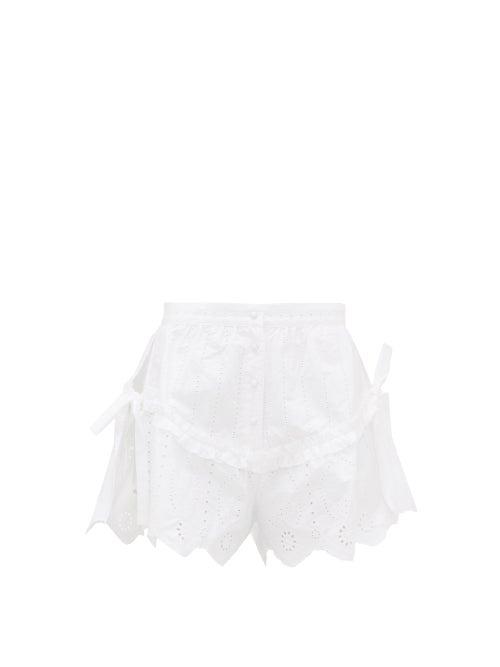 Matchesfashion.com Sir - Delilah Broderie Anglaise Cotton Poplin Shorts - Womens - White