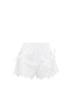 Matchesfashion.com Sir - Delilah Broderie Anglaise Cotton Poplin Shorts - Womens - White