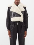 Sacai - Faux Leather And Nylon Cropped Jacket - Womens - Black White