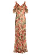 Vilshenko Ladonna Carnation-print Silk-crepon Gown