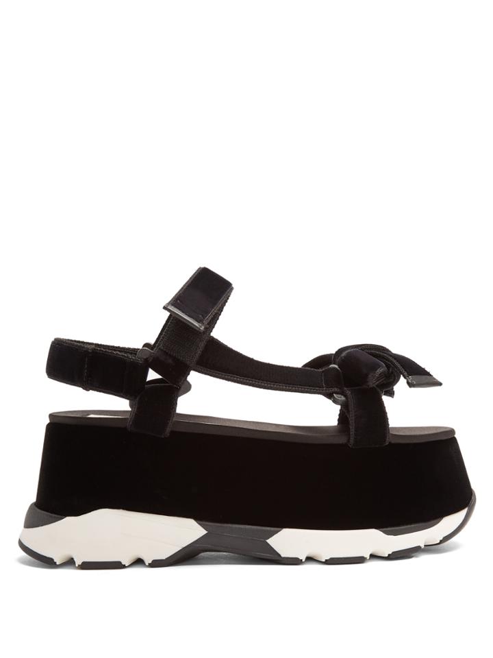 No. 21 Bow-front Velvet Flatform Sandals
