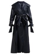 Matchesfashion.com Vika Gazinskaya - Tie Panel Coated Cotton Coat - Womens - Black