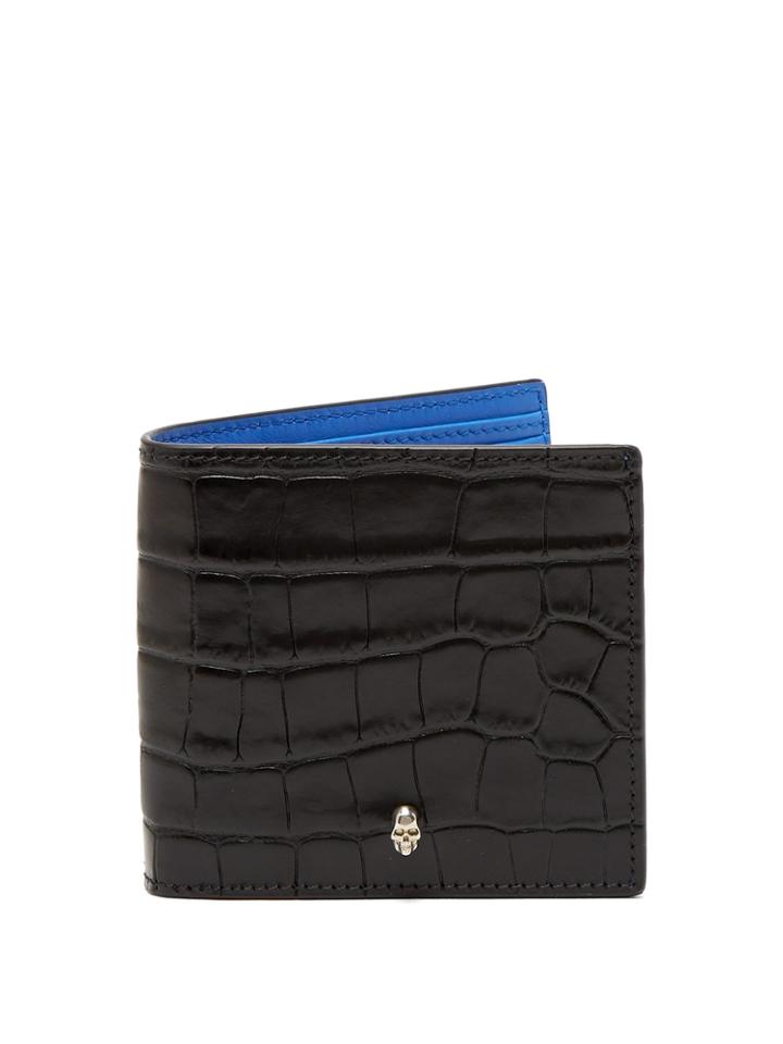 Alexander Mcqueen Skeleton-embellished Bi-fold Leather Wallet
