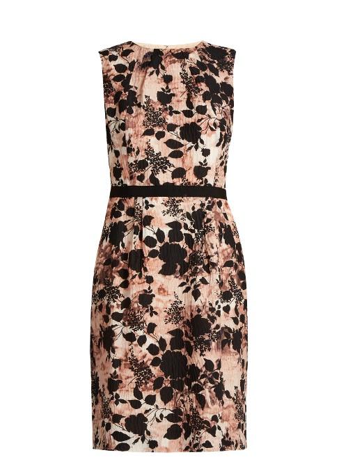 Oscar De La Renta Floral-print Silk-blend Seersucker Dress