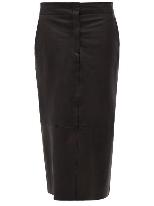 Matchesfashion.com Raey - Elasticated-back Leather Pencil Skirt - Womens - Black