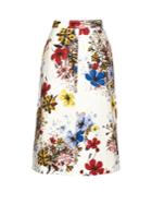Erdem Carmel Flora-print Cotton-canvas Midi Skirt