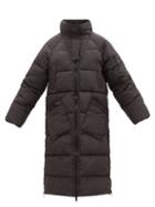 Ganni - Longline Recycled Padded-shell Coat - Womens - Black Grey