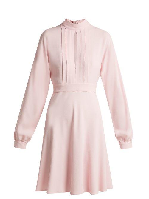 Matchesfashion.com Giambattista Valli - Pleated Keyhole Crepe Dress - Womens - Pink