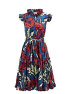 Matchesfashion.com La Doublej - Short & Sassy Floral-print Silk-satin Dress - Womens - Blue Print