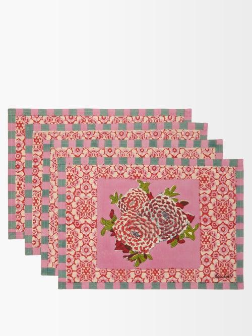 Lisa Corti - Set Of Four Corolla Cotton Placemats - Womens - Pink
