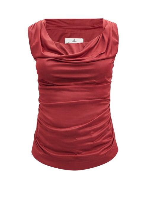 Vivienne Westwood - Ginny Draped Jersey Top - Womens - Red