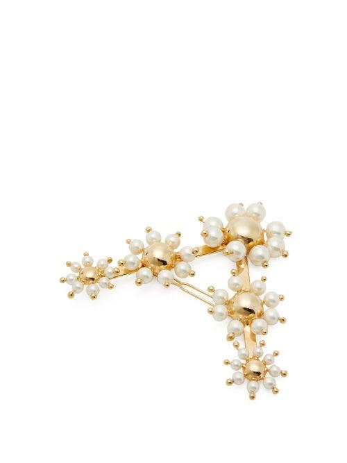 Matchesfashion.com Rosantica By Michela Panero - Daisy Faux Pearl V Hair Clip - Womens - Gold Multi