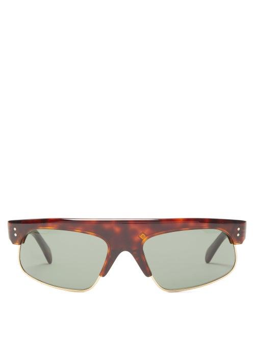 Matchesfashion.com Celine Eyewear - Half Shield Acetate Sunglasses - Mens - Tortoiseshell