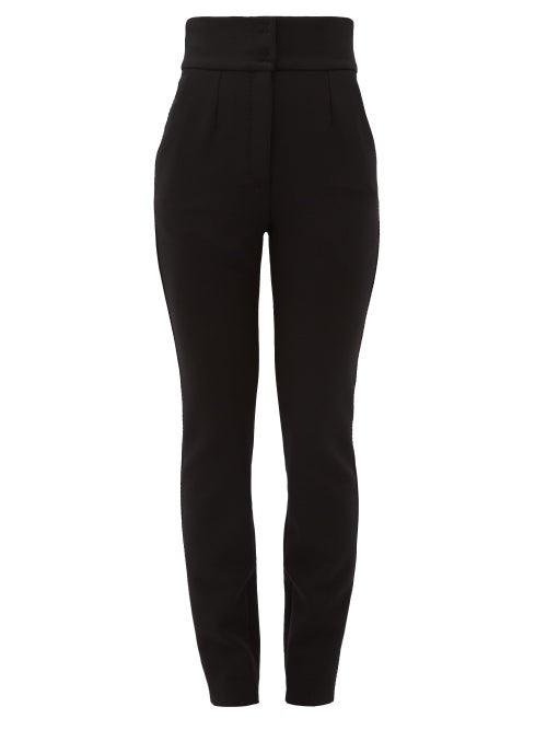 Matchesfashion.com Dolce & Gabbana - High-rise Zipped Cuff Wool-blend Trousers - Womens - Black