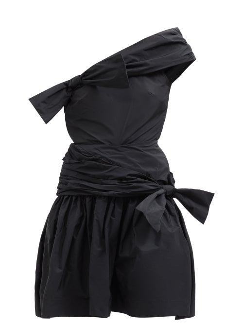 Molly Goddard - Meredith Bow One-shoulder Taffeta Mini Dress - Womens - Black