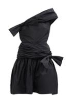 Molly Goddard - Meredith Bow One-shoulder Taffeta Mini Dress - Womens - Black