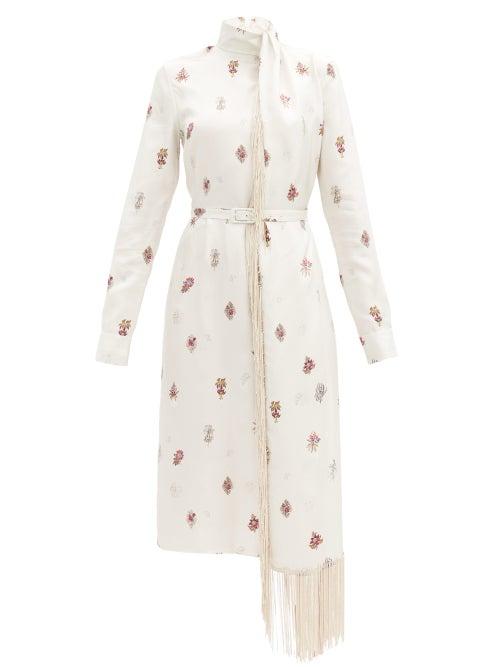 Matchesfashion.com Gabriela Hearst - Kelley Fringed Floral-print Silk Dress - Womens - White Multi