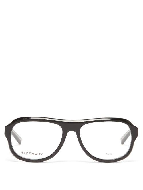 Matchesfashion.com Givenchy - Aviator Acetate Glasses - Mens - Black