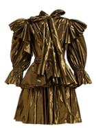 Matchesfashion.com Dolce & Gabbana - Ruffled Lam Mini Dress - Womens - Bronze