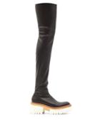 Matchesfashion.com Stella Mccartney - Emilie Faux-leather Platform Over-the-knee Boots - Womens - Black White