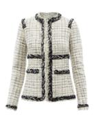 Giambattista Valli - Braided-trim Checked Boucl Jacket - Womens - White Black