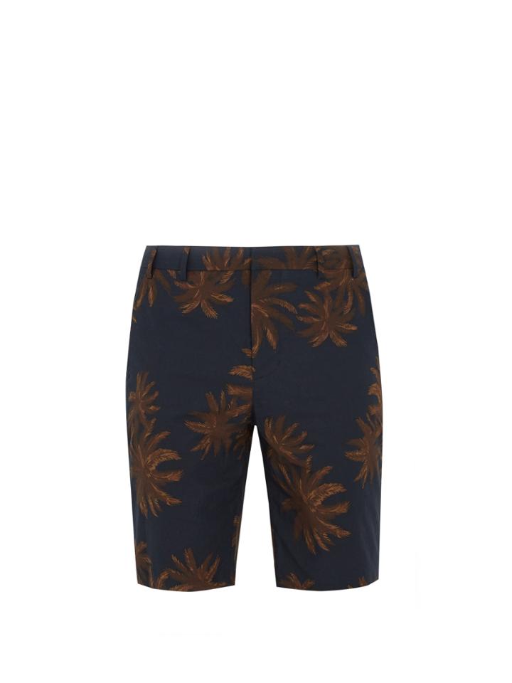 Vince Leaf-print Cotton-poplin Shorts