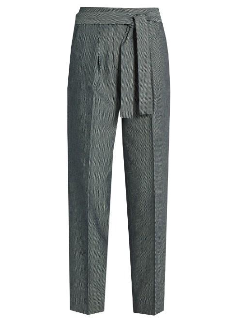 Trademark Tie-waist Wide-leg Twill Trousers