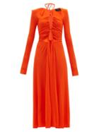 Matchesfashion.com Proenza Schouler - Halterneck Cutout Jersey Dress - Womens - Orange