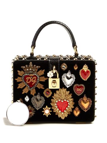Dolce & Gabbana Heart-embellished Velvet Box Bag