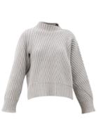 Matchesfashion.com Jil Sander - Abstract Rib-knitted Wool Sweater - Womens - Light Grey