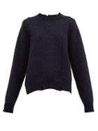 Matchesfashion.com Maison Margiela - Distressed Wool Sweater - Womens - Navy
