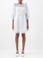 Shrimps - Max Shoulder-tie Check Organza Dress - Womens - Off White