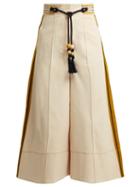 Matchesfashion.com Peter Pilotto - High Rise Wide Leg Twill Trousers - Womens - White