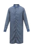 11.11 / Eleven Eleven - Longline Bandhani-dyed Silk Shirt - Mens - Blue