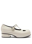 Matchesfashion.com Gucci - Vanda T-bar Leather Platform Flats - Womens - White