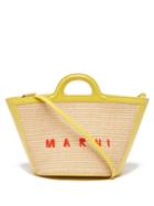 Marni - Tropicalia Small Raffia And Leather Basket Bag - Womens - Yellow Multi