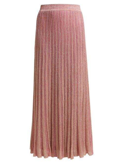 Matchesfashion.com Missoni - Ribbed Knit Lam Skirt - Womens - Light Pink