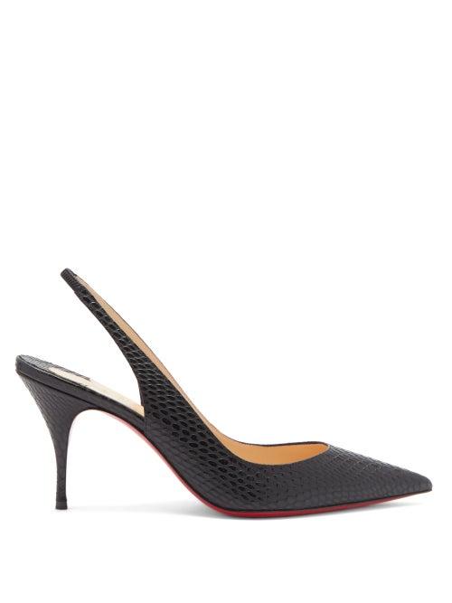 Matchesfashion.com Christian Louboutin - Clare Sling 80 Snake-effect Slingback Pumps - Womens - Black