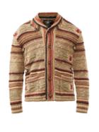 Rrl - Floral-intarsia Striped Wool-blend Cardigan - Mens - Beige Multi