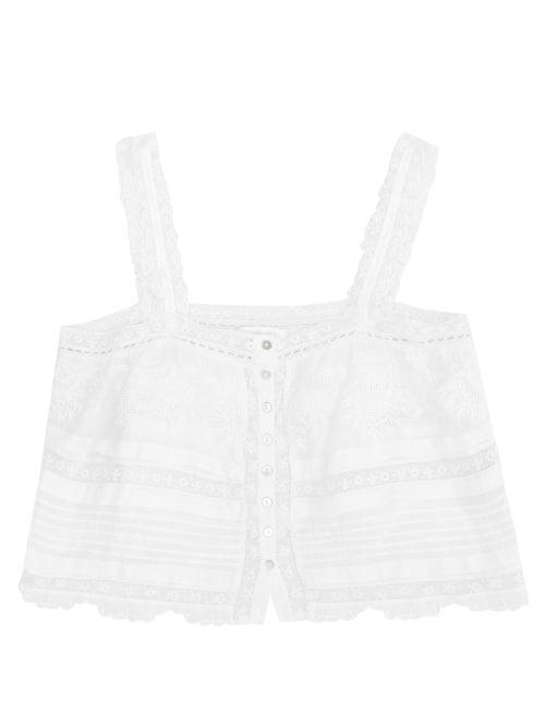 Loveshackfancy - Sully Cotton Floral-lace Top - Womens - White