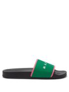 Marni - Logo-jacquard Canvas And Rubber Slides - Mens - Black Green