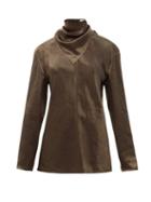 Matchesfashion.com Bottega Veneta - Neckerchief Satin Top - Womens - Brown