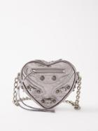 Balenciaga - Le Cagole Heart Metallic-leather Cross-body Bag - Womens - Silver