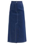 Matchesfashion.com Vika Gazinskaya - Topstitched Denim Midi Skirt - Womens - Denim