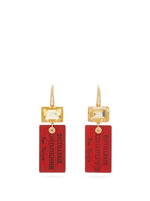 Matchesfashion.com Francesca Villa - Tea In The Sahara Diamond & 18kt Gold Earrings - Womens - Brown