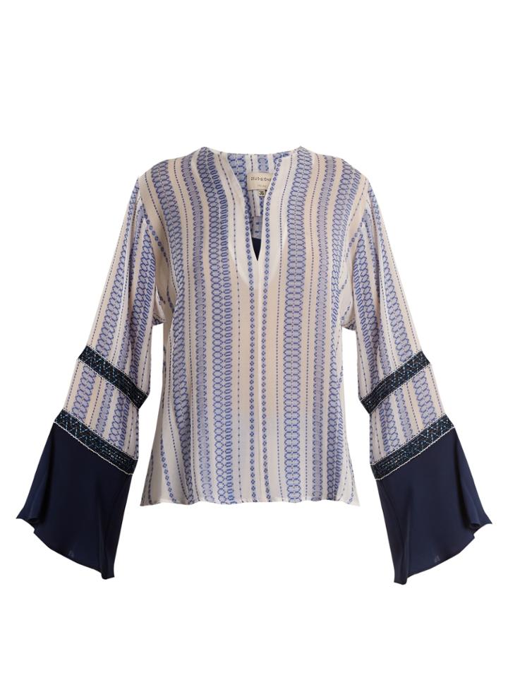Zeus + Dione Nymph Geometric-jacquard Silk-blend Top