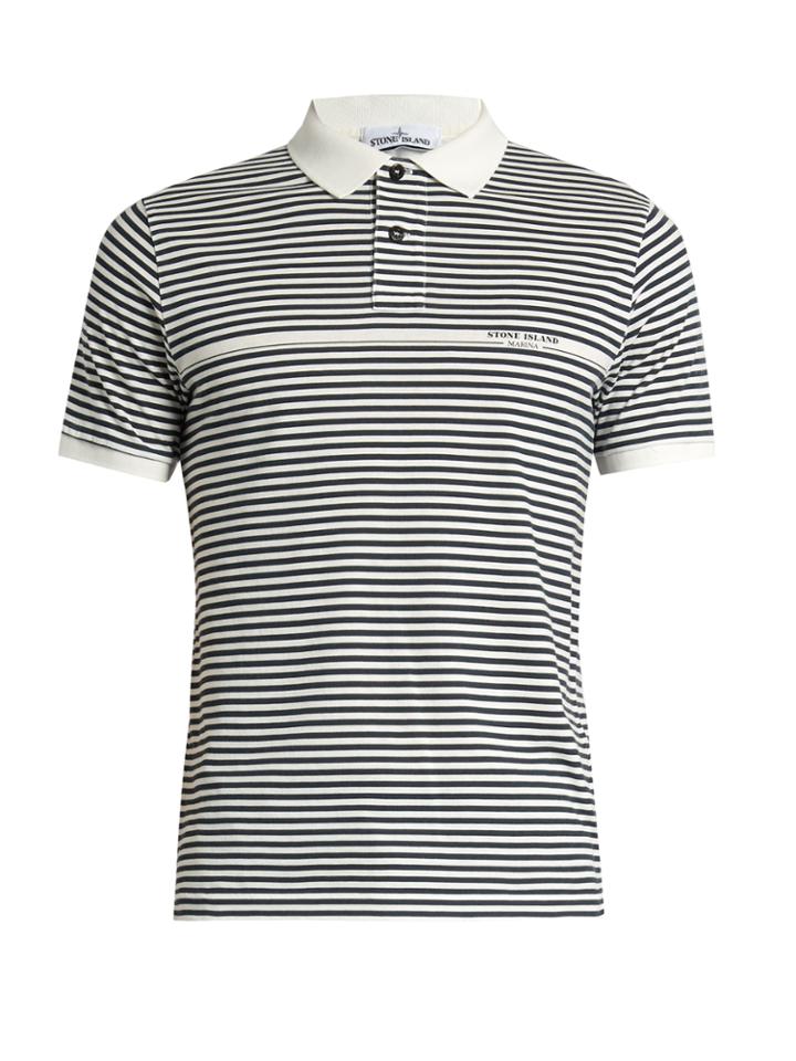 Stone Island Striped Cotton-jersey Polo Shirt