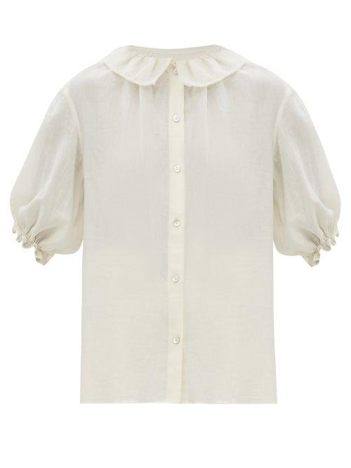 Loup Charmant - Lilo Puff-sleeve Cotton Blouse - Womens - Beige