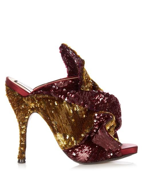 No. 21 Bow-front Sequin Mules